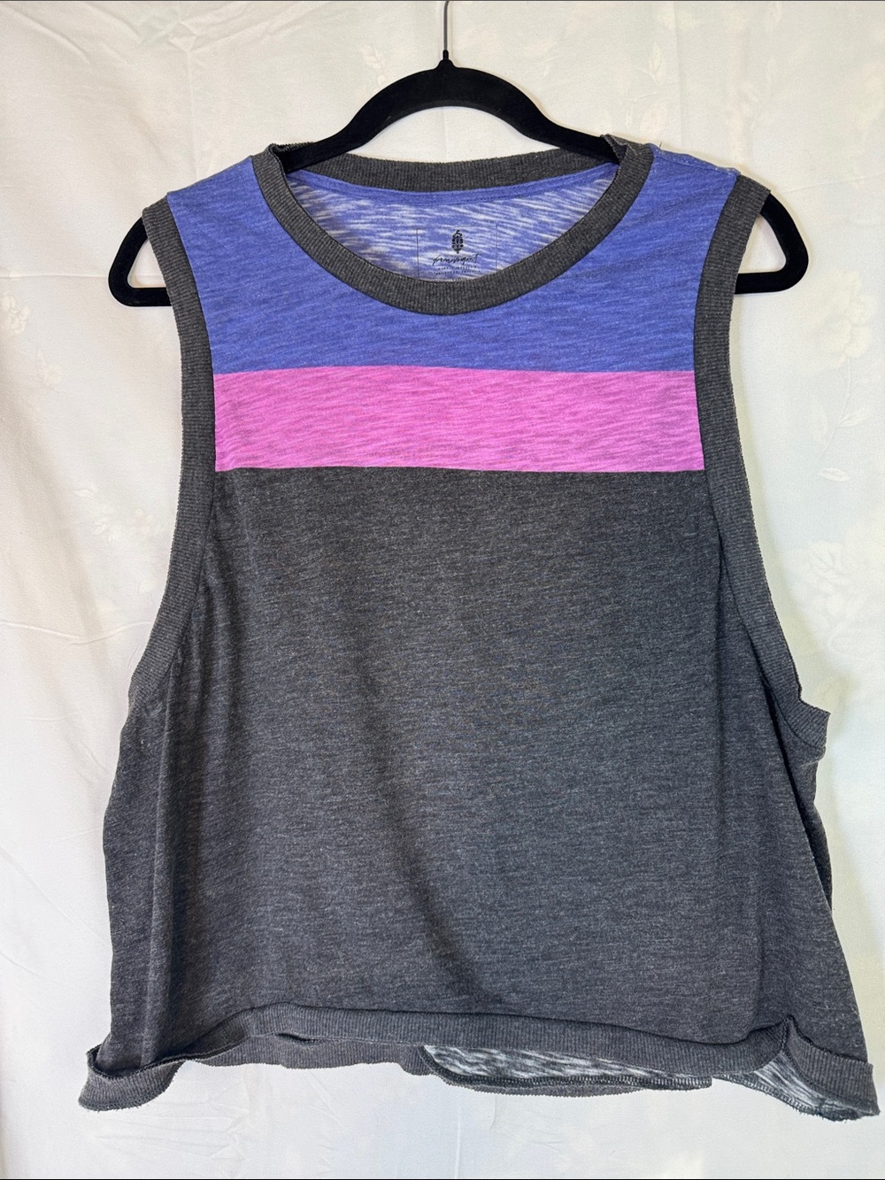 FP Movement by Free People Charcoal Tank with Blue and Pink Yoke